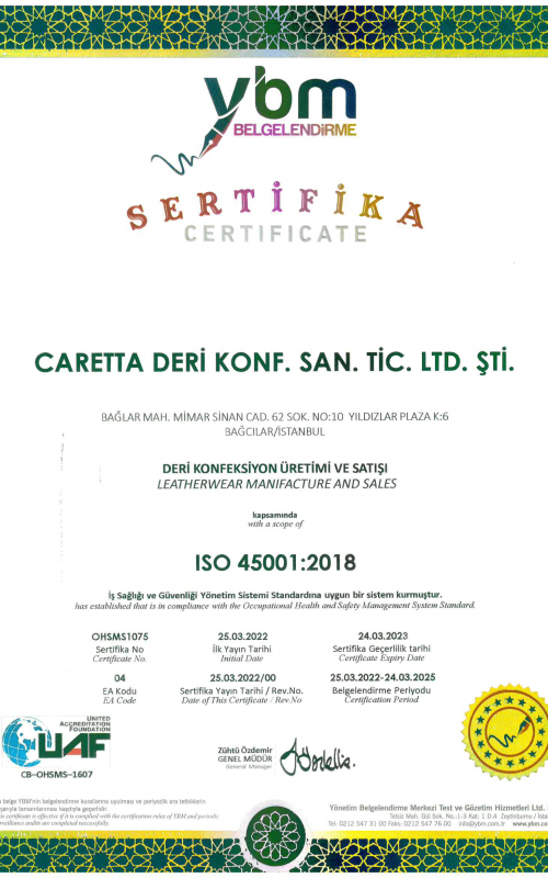 CARETTA Sertifika-45001-UAF R.0
